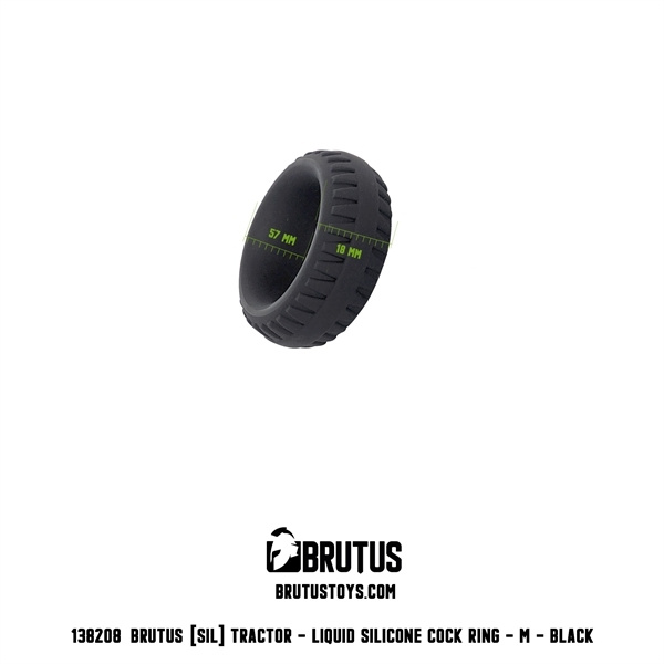 Tractor Liquid Silicone Cock Ring Black M Brutus