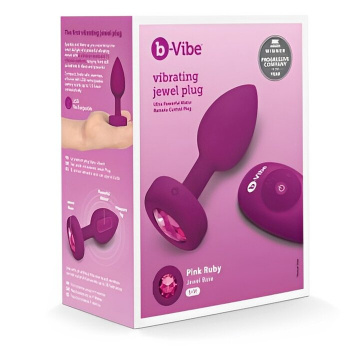 Vibrating Jewel Plug S/M Fuchsia b-Vibe