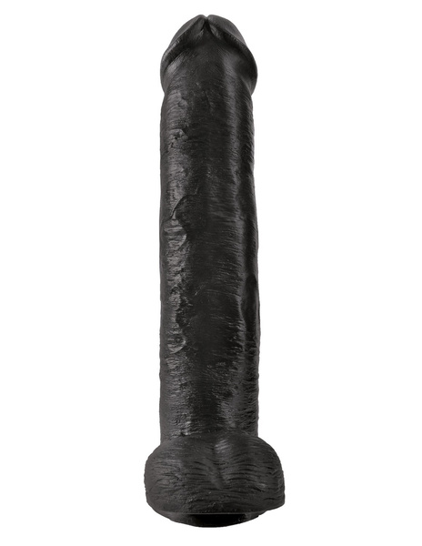 King Cock 15" Cock with Balls Black dildo z jądrami czarne 38cm