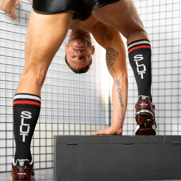 Skarpety Piłkarskie Czarno-Czerwono-Białe Slut Boxer Barcelona