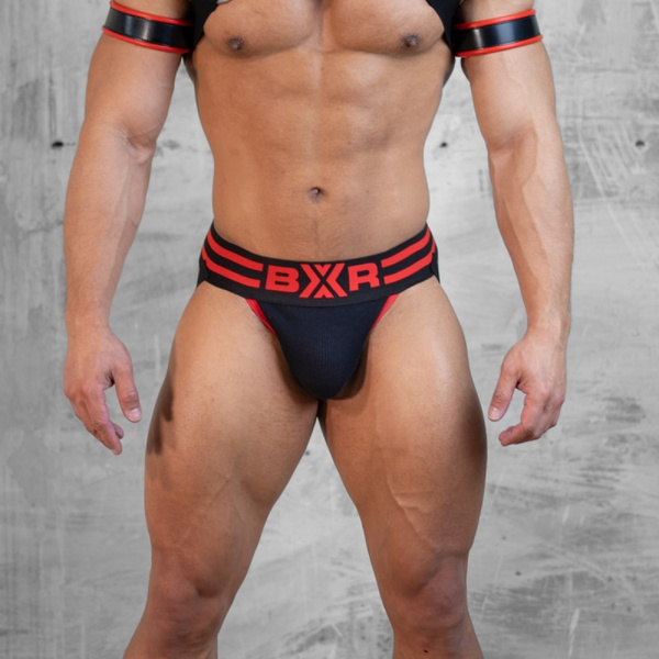 Jockstrapy Boxer X-Jock Canalé Black with red stripe S