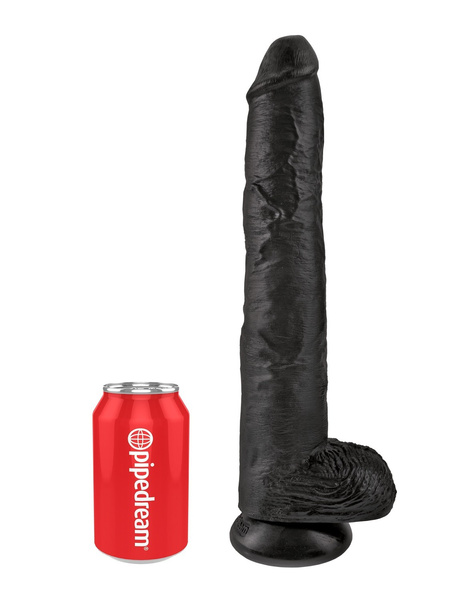 14' Cock With Balls Black Dildo Z Jądrami Czarne 35Cm King Cock
