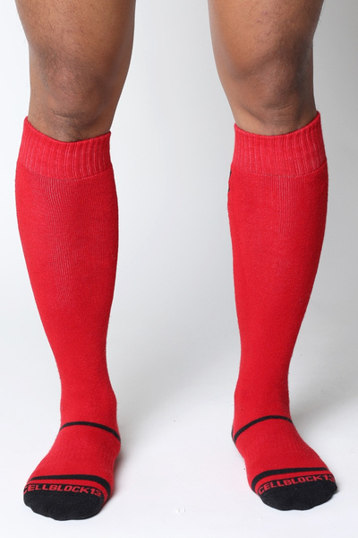 Bawełniane getry dla psiaka CellBlock13 Kennel Club Bones Knee High Sock Red 42-47
