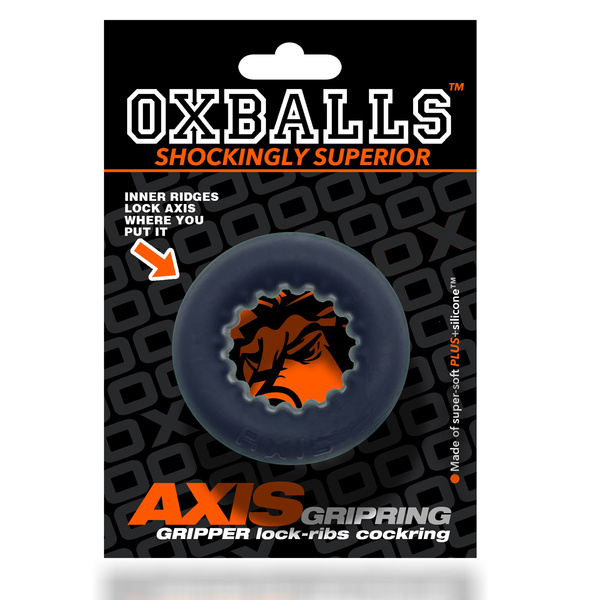 Ерекційне кільце Axis Rib Griphold Cockring Ice Black Oxballs