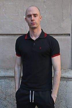 Polówka Boxer X-Polo Black Red Strips S