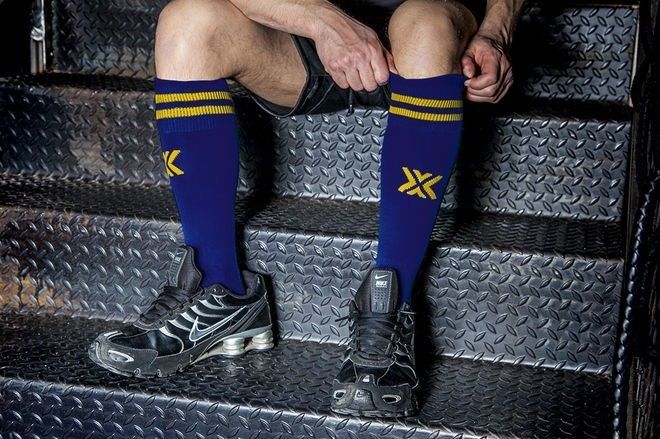 Getry piłkarskie Boxer Football Sox Navy Blue - Yellow