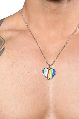 Naszyjnik z zawieszką w kształcie tęczowego serca Andrew Christian Progress Pride Necklace