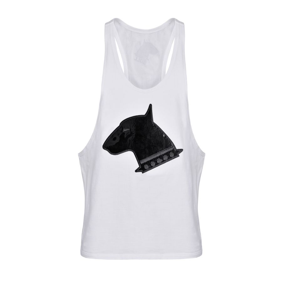 Biały podkoszulek z dużym czarnym logiem Bull Basic Tank Top.02 White