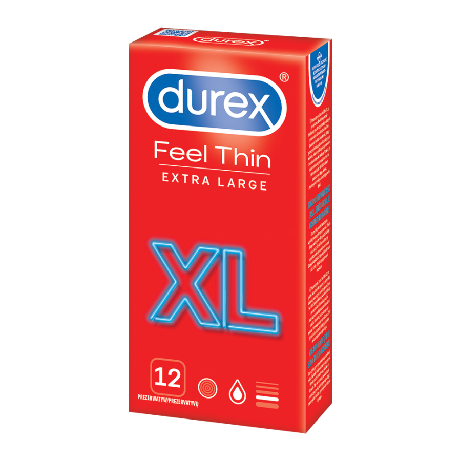 Cienkie Prezerwatywy Lateksowe O Większym Rozmiarze Durex Feel Thin Xl