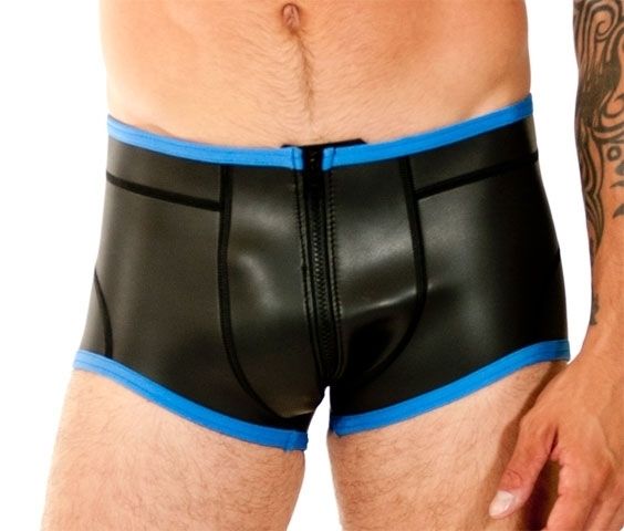 Neoprene Front Zip Short Black/ Blue