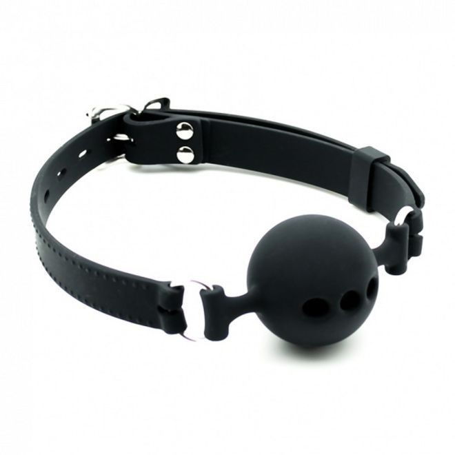 MrB Silicone Breathe Through Ball Gag knebel z dziurkami czarny