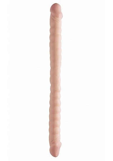 Dildo podwójne Ribbed Dong Skin 45 cm