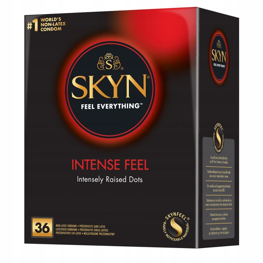 Nielateksowe prezerwatywy z wypustkami Unimil SKYN Intense Feel 36 