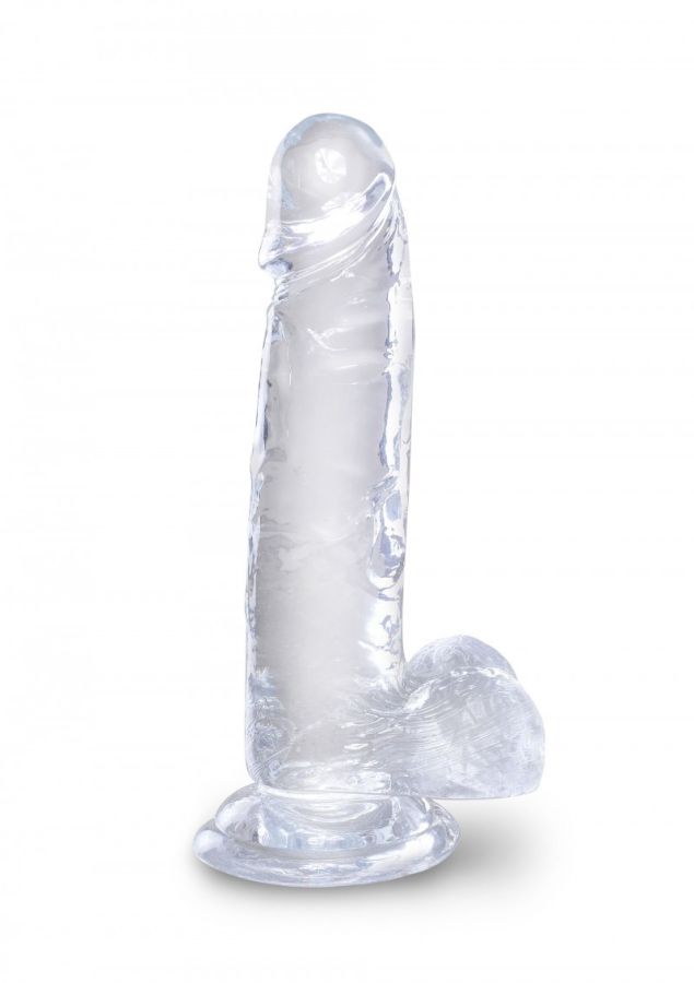 King Cock 7 Inch Cock with Balls Transparent