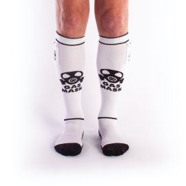 Fetyszowe getry piłkarskie z kieszonkami po bokach Brutus Gas Mask Party Socks White/Black