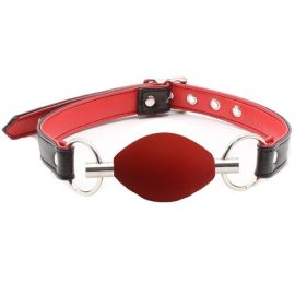 Black Label Silicone Oval Bll Gag Red knebel czerowny