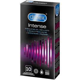 Prezerwatywy lateksowe z prążkami i wypustkami oraz żelem stymulującym Durex Intense 10 szt