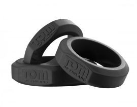 Tom of Finland 3 Piece Silicone Cock Ring Set Black