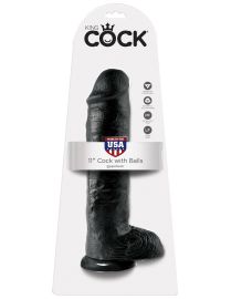 King Cock 11" Cock with Balls Black dildo z jądrami czarne 28 cm