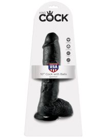 King Cock 10" Cock with Balls Black dildo z jądrami czarne 25 cm