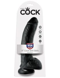 King Cock 9" Cock with Balls Black dildo z jądrami czarne 23cm