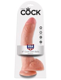 King Cock 9" Cock with Balls Flesh dildo z jądrami cieliste 23cm