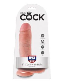 King Cock 8" Cock with Balls Flesh dildo z jądrami cieliste 20cm