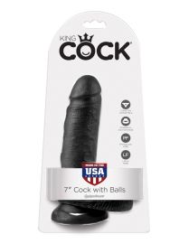 King Cock 7" Cock with Balls Black dildo z jądrami czarne 18cm