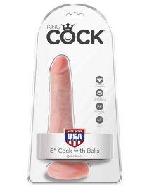 King Cock 6" Cock with Balls Flesh dildo z jądrami cieliste 15cm