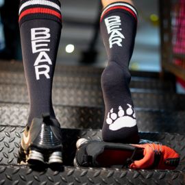 Misiowe getry Boxer Football Sock Black/red/white Bear