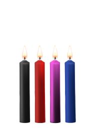 Ouch! Teasing Wax Candles 4-pack Mixed Colors - wielokolorowy zestaw świec do BDSM