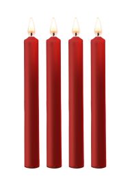 Ouch! Teasing Wax Candles Large 4-pack Red - czerwony zestaw długich świec do BDSM