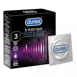 Prezerwatywy lateksowe z prążkami i wypustkami oraz żelem stymulującym Durex Intense 3 szt