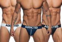 Zestaw stringów męskich Addicted 3 Pack Mesh Thong Push Up XL