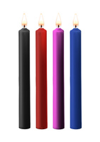 Teasing Wax Candles Large 4-Pack Mixed Color - Wielokolorowy Zestaw Długich Świec Do Bdsm Ouch! by Shots