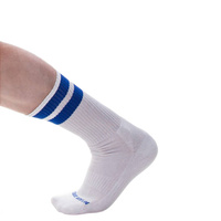 Skarpety treningowe białe z niebieskimi paskami Barcode Gym Socks white-royal S/M