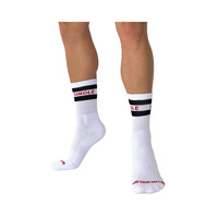 Fetish Half Socks Single White-Black-Red L/Xl Barcode Berlin