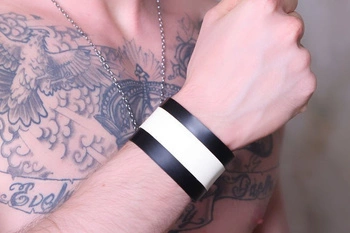 Gumowa opaska na nadgarstek Boxer Rubber Wristband White Stripe M