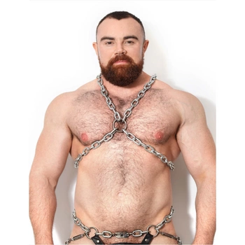 Silver Steel Cross Harness 40" Dark Room