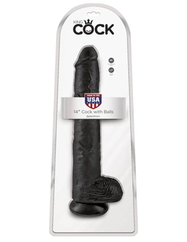 14' Cock With Balls Black Dildo Z Jądrami Czarne 35Cm King Cock