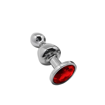Korek analny Lollypop Double Ball Metal Plug L Red Wooomy