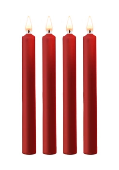 Teasing Wax Candles Large 4-Pack Red - Czerwony Zestaw Długich Świec Do Bdsm Ouch! by Shots