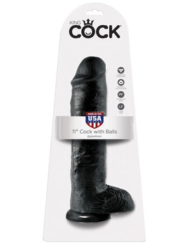 11' Cock With Balls Black Dildo Z Jądrami Czarne 28 Cm King Cock