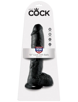 10' Cock With Balls Black Dildo Z Jądrami Czarne 25 Cm King Cock