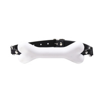 Skórzany knebel w kształcie kości Boxer Bone gag white