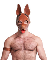 Leather Shaggy Dog Hood Stitched Brown Mister B