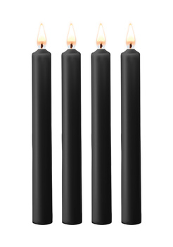 Teasing Wax Candles Large 4-Pack Black - Чорний набір довгих свічок для BDSM Ouch! by Shots