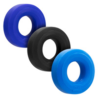 Huj Cockring 3-Pack Black Tar + Cobalt + Aqua HÜNKYJUNK
