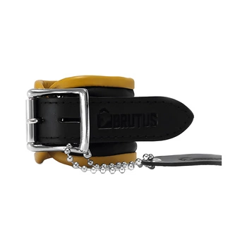 Leather Wrist Restraints Black/Yellow Brutus