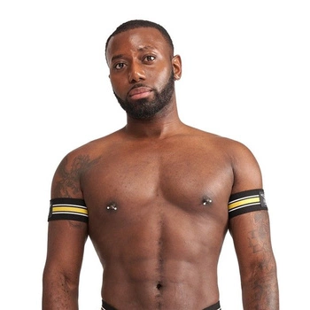 Жовті еластичні пов'язки на біцепси Mister B Urban Club Biceps Band Striped Yellow